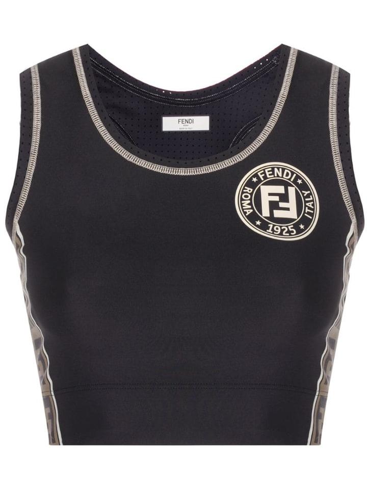 Fendi Cropped Tech Fabric Sport Top - Black