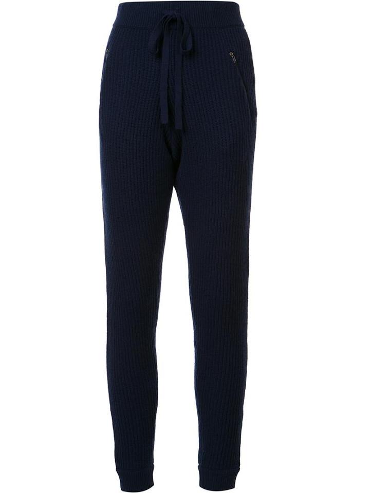 Baja East Drawstring Ribbed Sweatpants, Women's, Size: 0, Blue, Cashmere