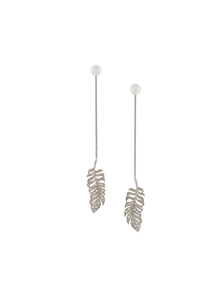 Axenoff Jewellery Leaf Drop Earrings - Metallic