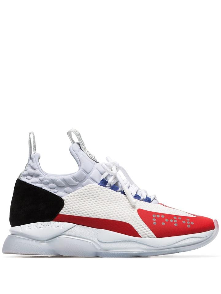 Versace Multicoloured Chain Reaction Mesh Low Top Sneakers - White