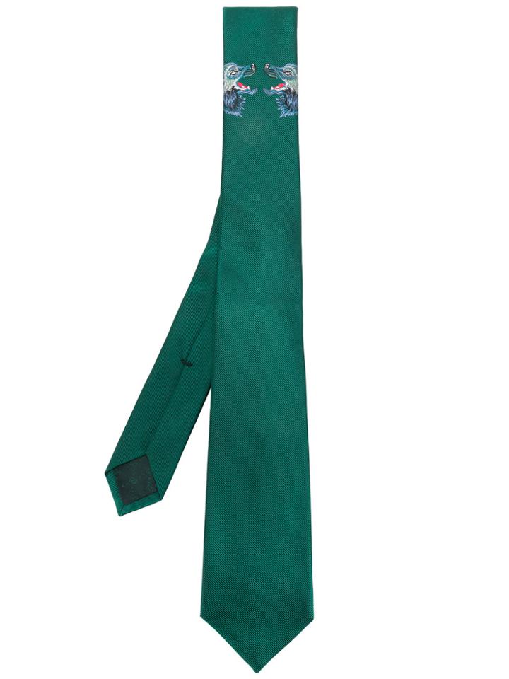Gucci Wolf Heads Underknot Tie - Green
