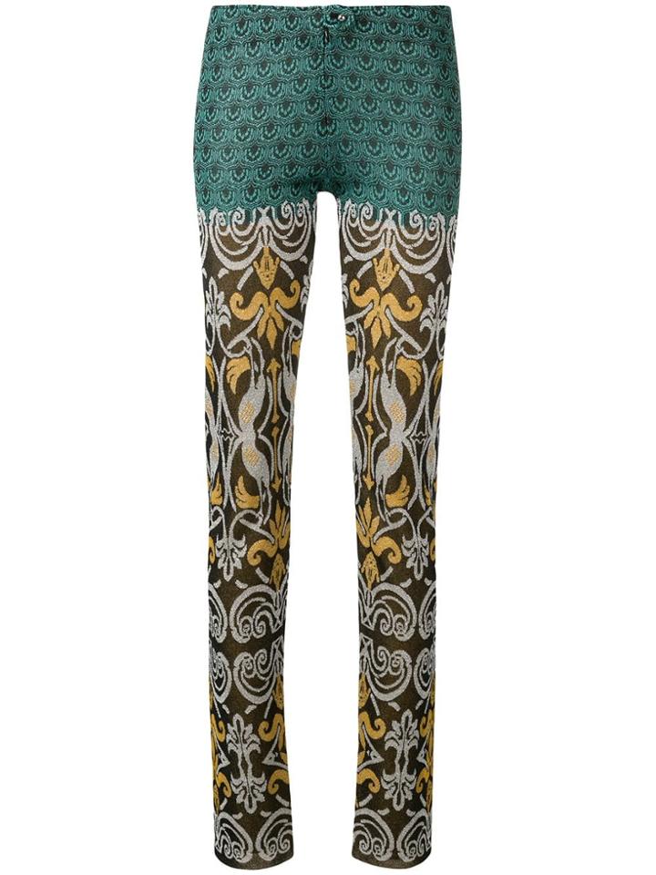 Paco Rabanne Printed Straight-cut Trousers - Green