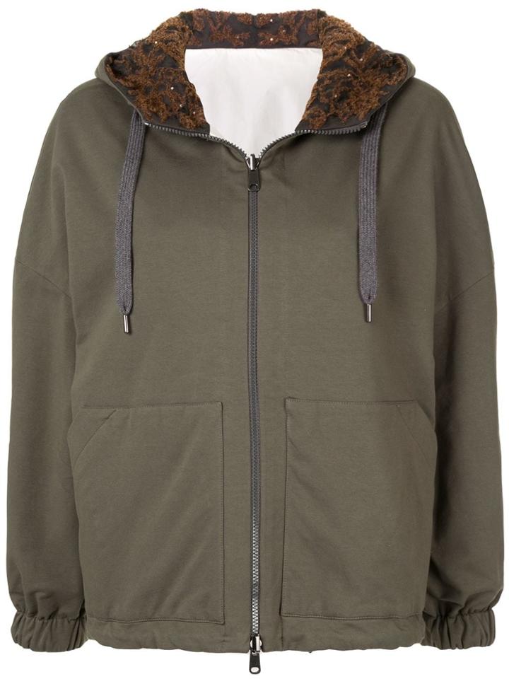 Brunello Cucinelli Reversible Cotton Hoodie - Green
