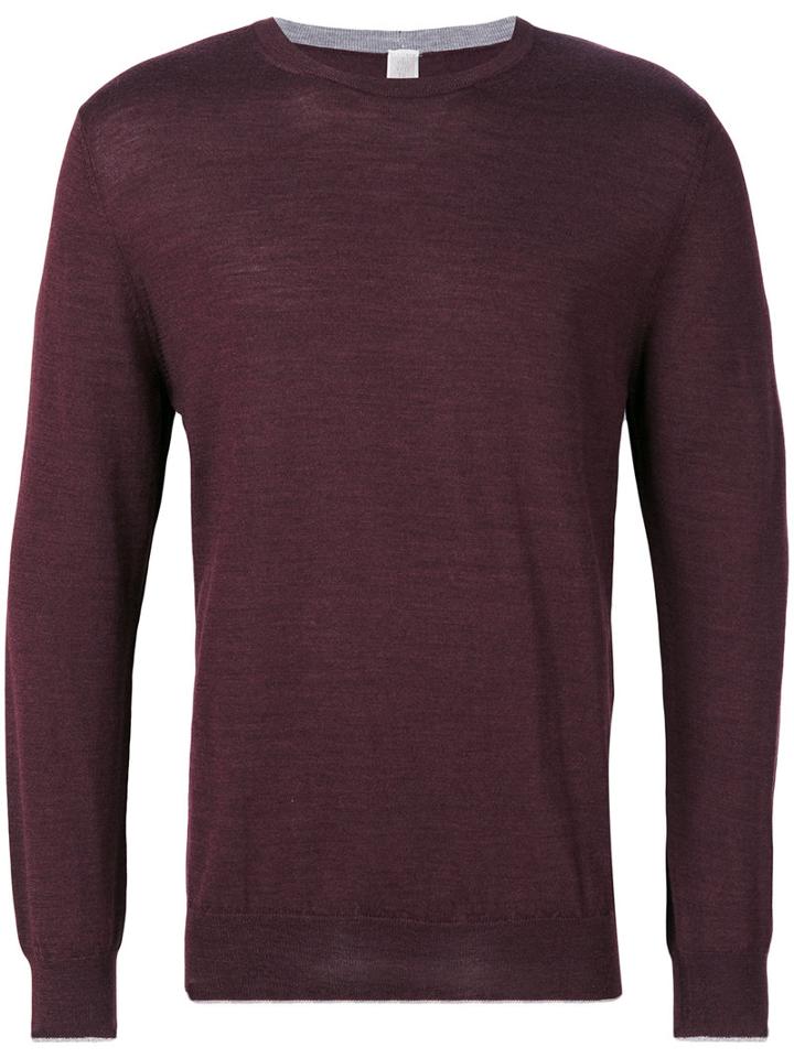 Eleventy - Round Neck Plain Sweatshirt - Men - Silk/merino - L, Pink/purple, Silk/merino