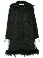 Tu Es Mon Trésor Feather Trim Tulle Layered Parka - Black