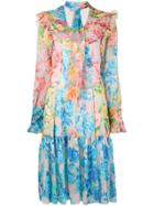 Blumarine Floral Ruffle Dress - Blue