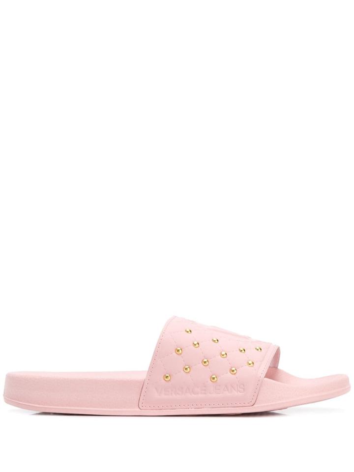 Versace Jeans Studded Sliders - Pink