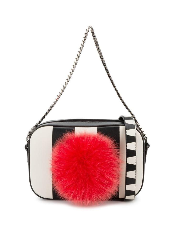 Les Petits Joueurs 'roy' Stripe Pom Shoulder Bag - Black