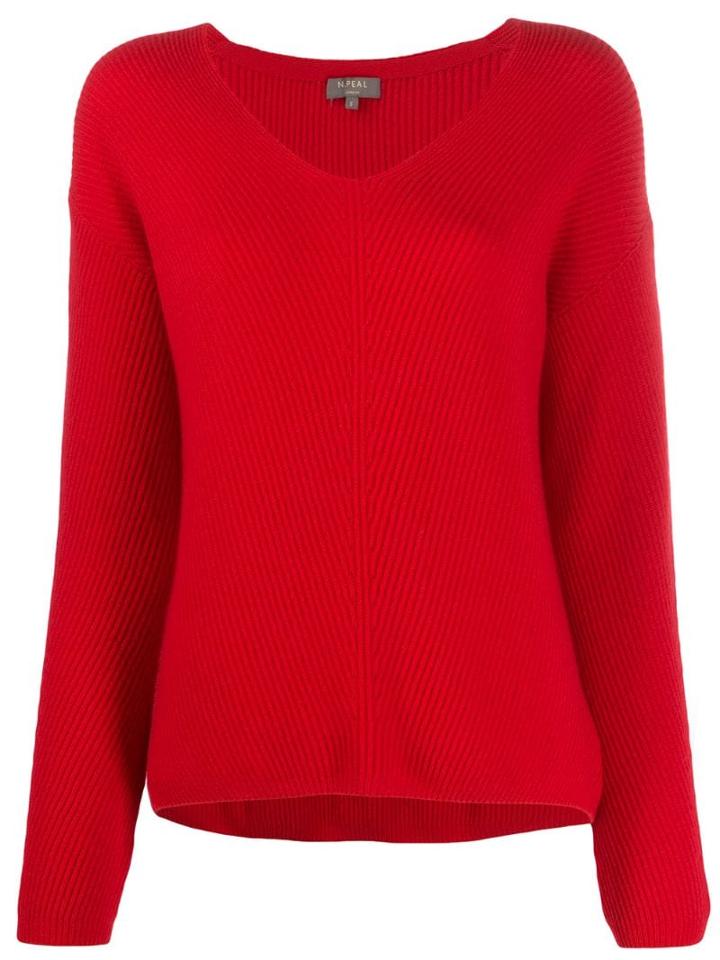 N.peal Boxy V-neck Jumper - Red