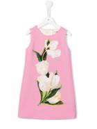 Dolce & Gabbana Kids Floral Detail Dress, Girl's, Size: 10 Yrs, Pink/purple
