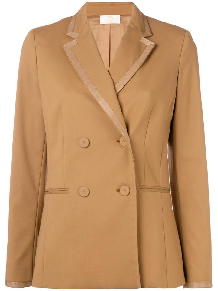 Sara Battaglia Double Breasted Blazer - Brown