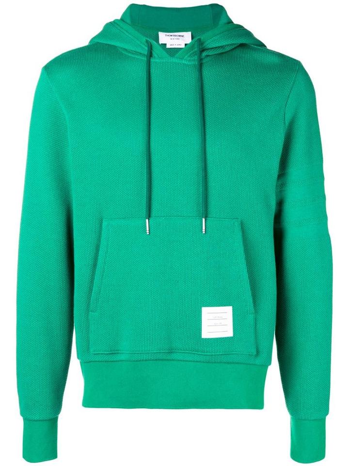 Thom Browne 4-bar Honeycomb Piqué Hoodie - Green