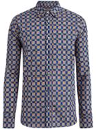 Burberry Tiled Archive Print Cotton Shirt - Blue