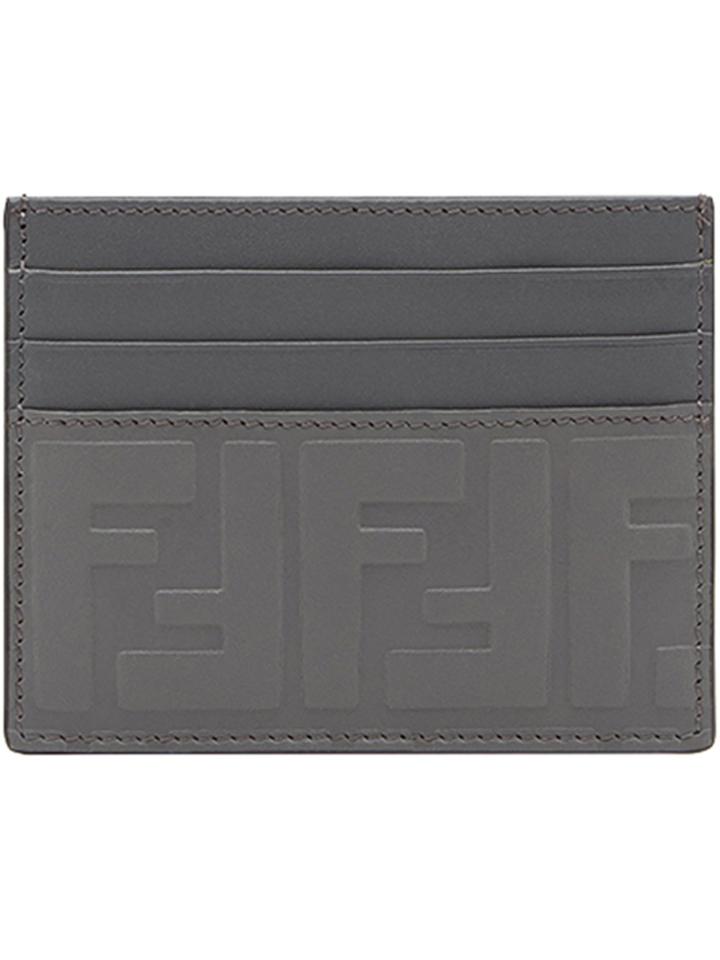 Fendi Embossed Ff Card Holder - Grey