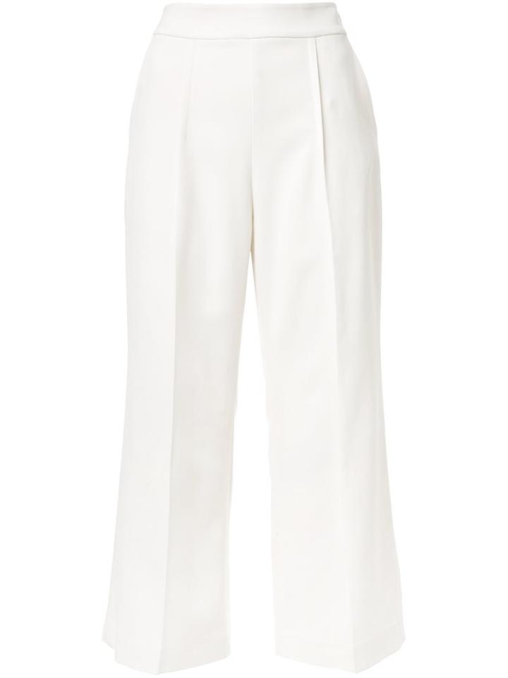 Muveil Draped Flared Cropped Trousers, Women's, Size: 38, White, Polyester/polyethylene/cupro/wool