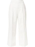 Muveil Draped Flared Cropped Trousers, Women's, Size: 38, White, Polyester/polyethylene/cupro/wool