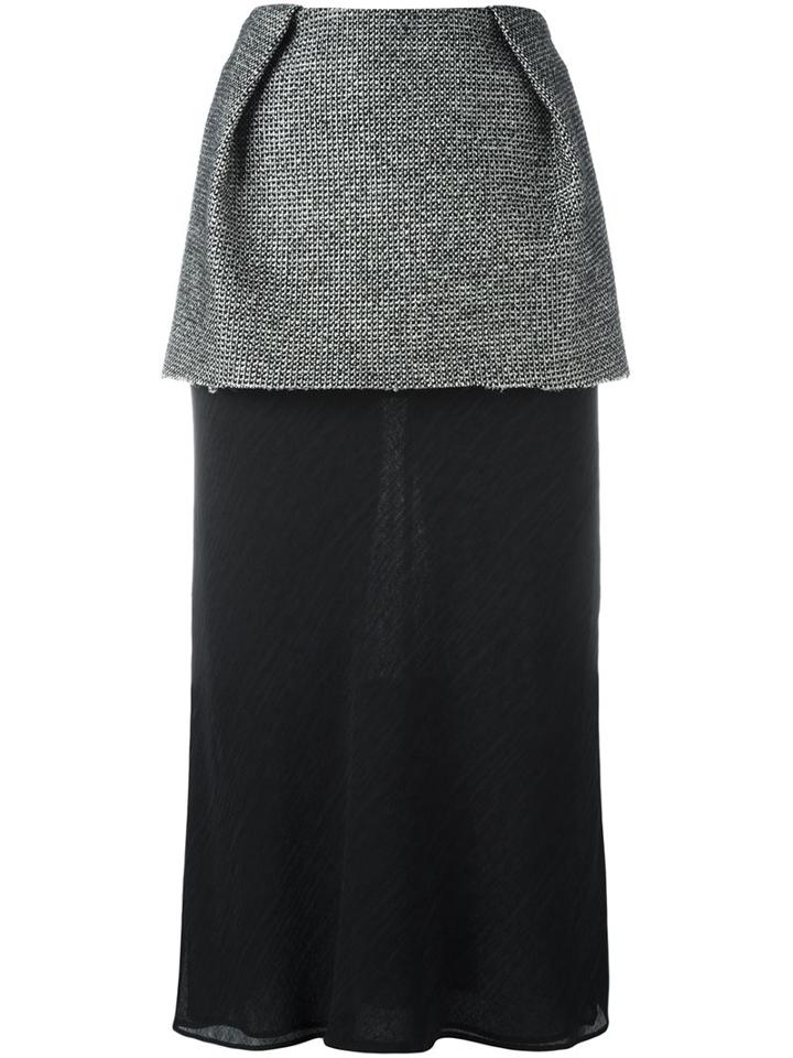 Maison Margiela Layered Midi Skirt, Women's, Size: 42, Black, Silk/cotton/acrylic/wool