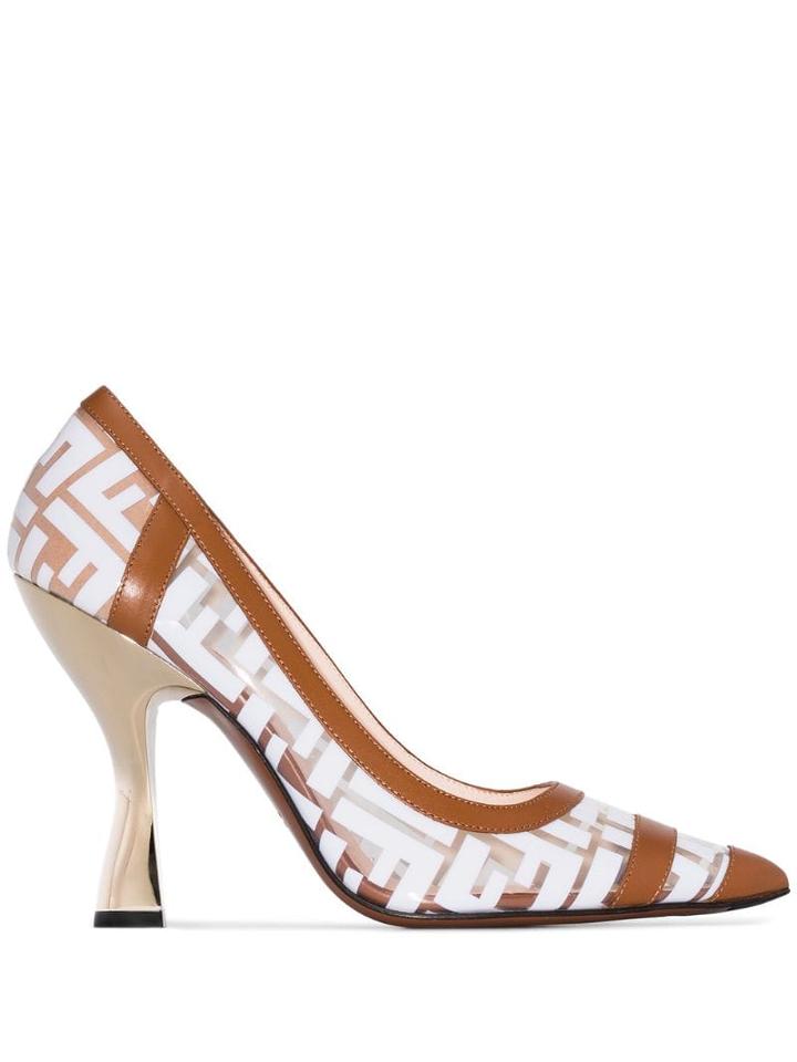 Fendi Colibri Ff Logo-printed 105mm Pumps - Brown