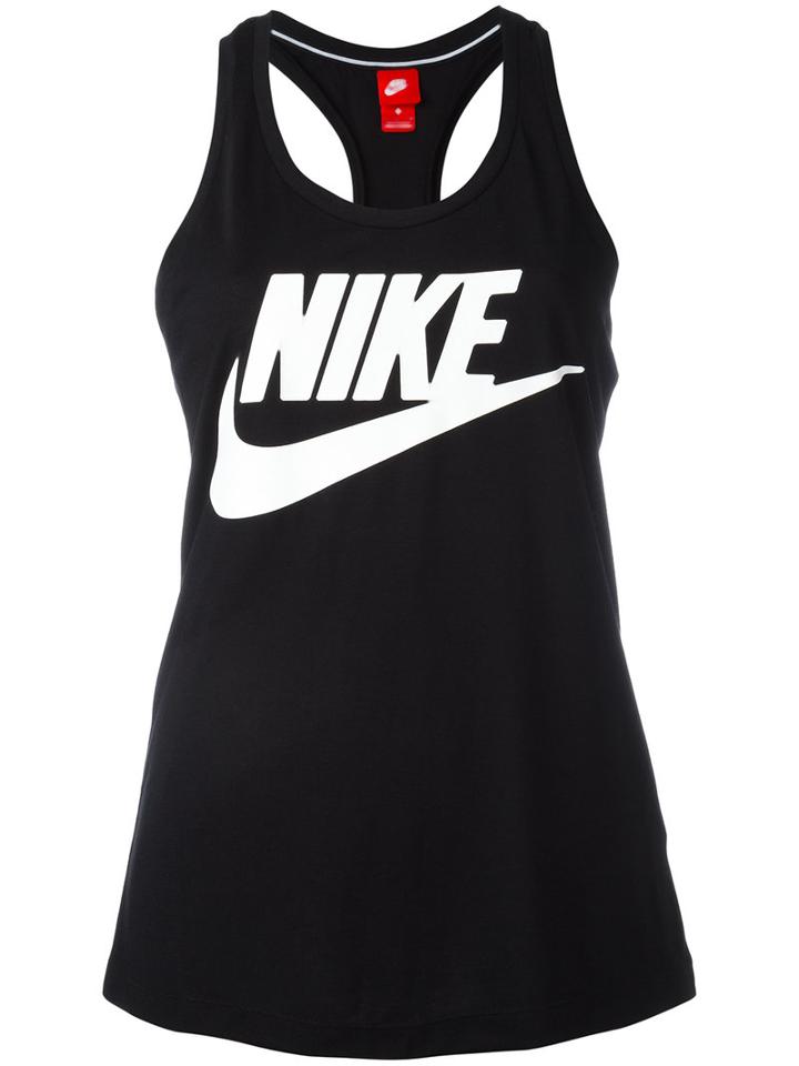 Nike Logo Print Tank, Women's, Size: Large, Black, Polyester/modal