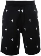 Neil Barrett Fleur-de-lis Embroidered Shorts, Men's, Size: Small, Cotton/lyocell