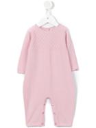 Cashmirino - Lattice Panel Knit Romper - Kids - Cashmere - 1 Mth, Pink/purple