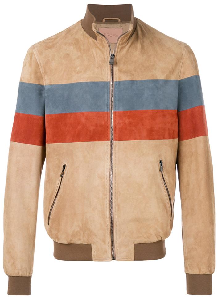 Drome Stripe Detail Bomber Jacket - Brown