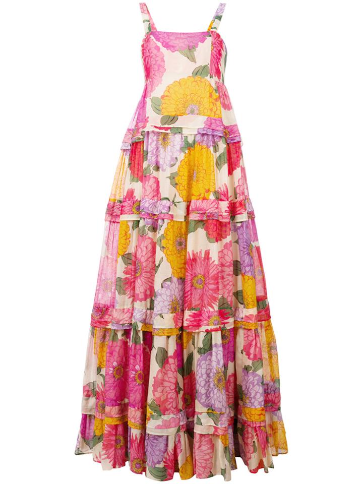 Twin-set Floral Print Maxi Dress - Pink & Purple