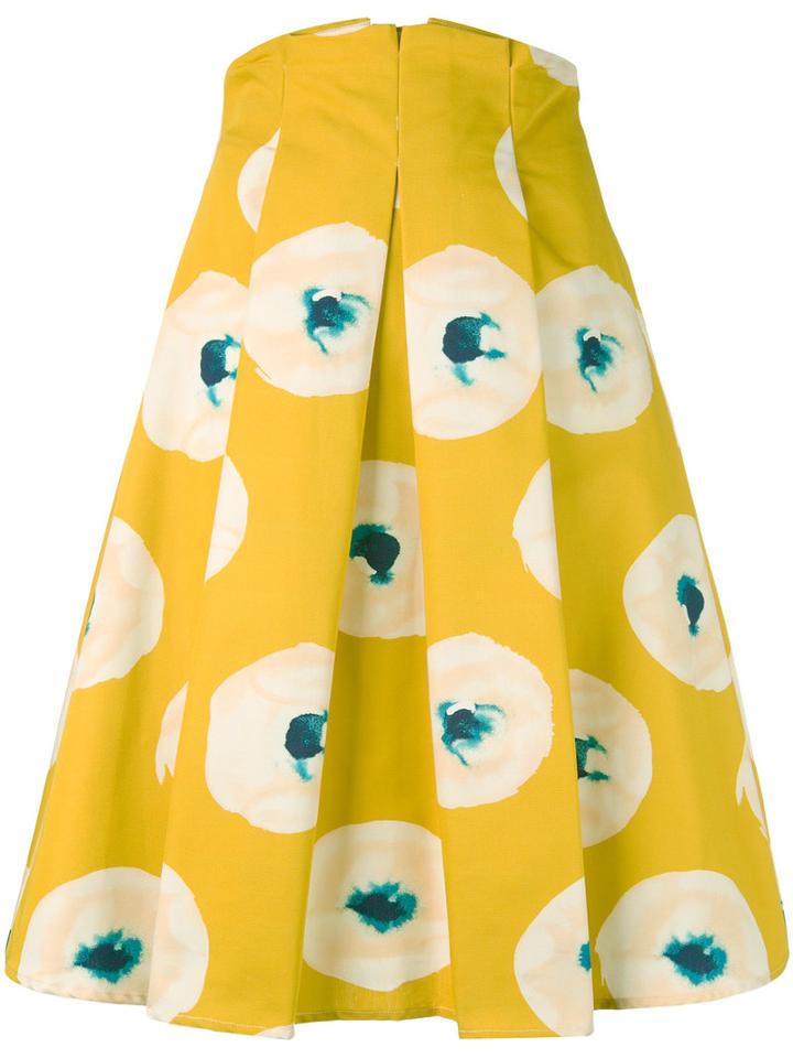 Eggs - Pleated Skirt - Women - Cotton/acetate/viscose - 40, Yellow/orange, Cotton/acetate/viscose