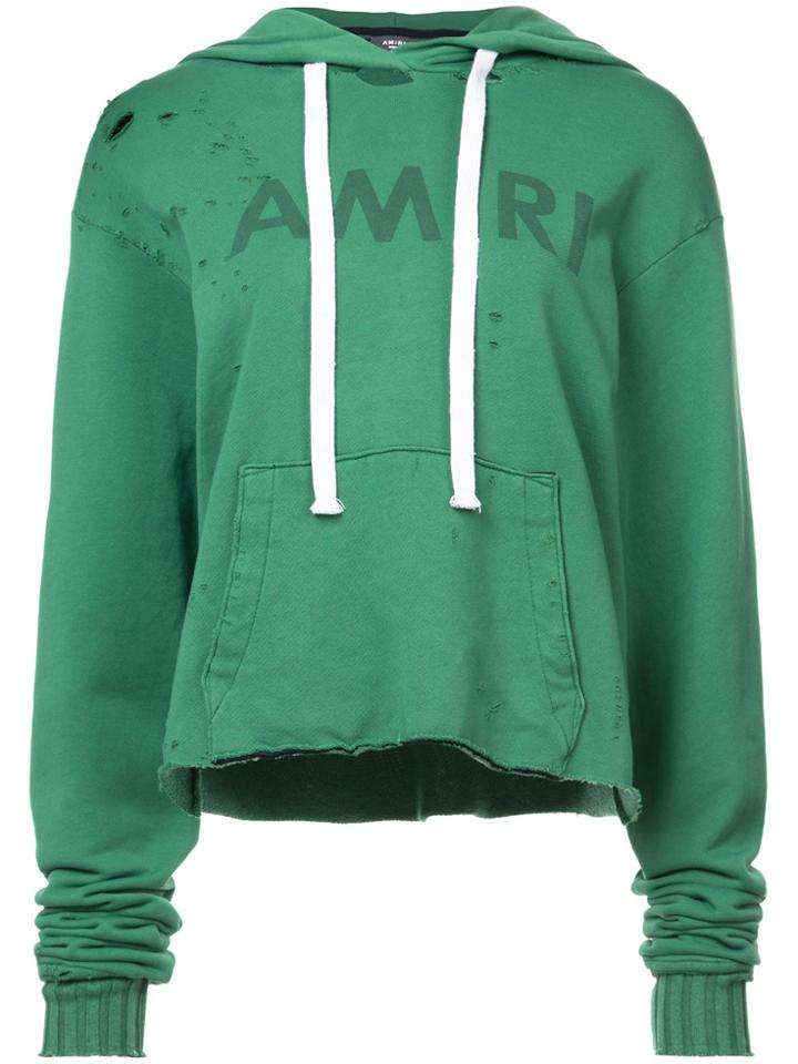 Amiri Distressed Detail Hoodie - Green