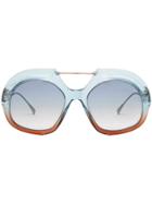 Fendi Eyewear Gradient Aviator Sunglasses - Metallic
