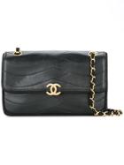 Chanel Vintage Scale Embroidery Shoulder Bag - Black