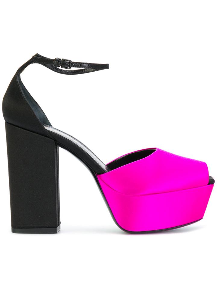 Saint Laurent Two-tone Platform Sandals - Pink & Purple