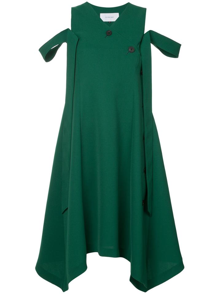 Le Ciel Bleu Ribbon Detail Asymmetric Dress - Green