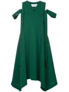 Le Ciel Bleu Ribbon Detail Asymmetric Dress - Green