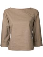 N Duo Embellished Top, Women's, Size: 36, Brown, Linen/flax