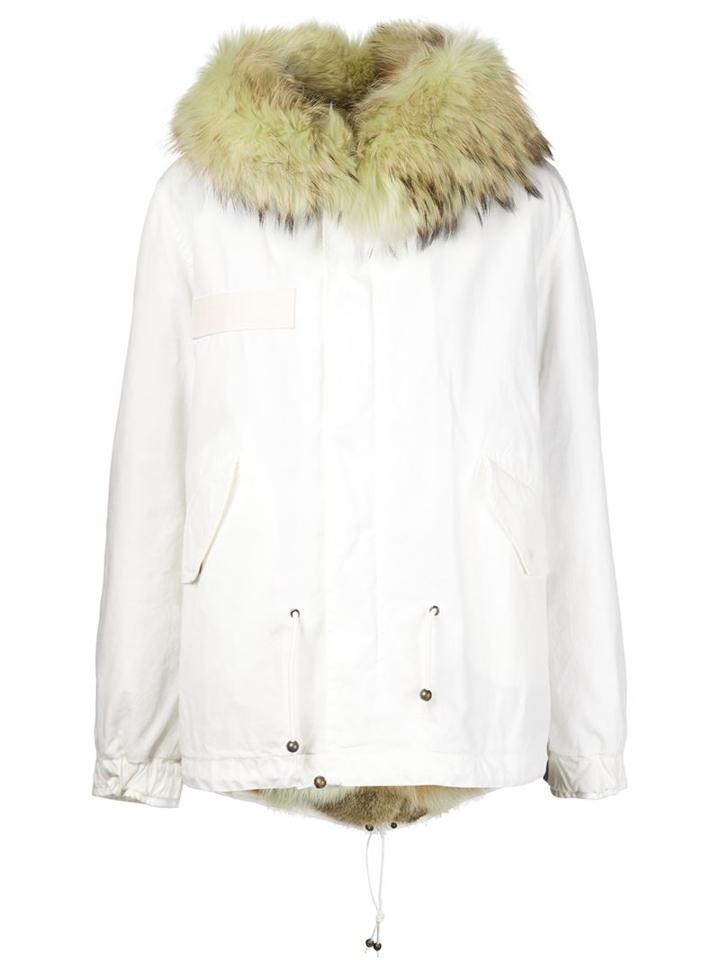 Mr & Mrs Italy Fox Hooded Parka, Women's, Size: Medium, White, Cotton/coyote Fur/polyester/viscose