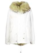 Mr & Mrs Italy Fox Hooded Parka, Women's, Size: Medium, White, Cotton/coyote Fur/polyester/viscose