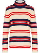 Gucci Rear Appliqué Striped Sweater - Red