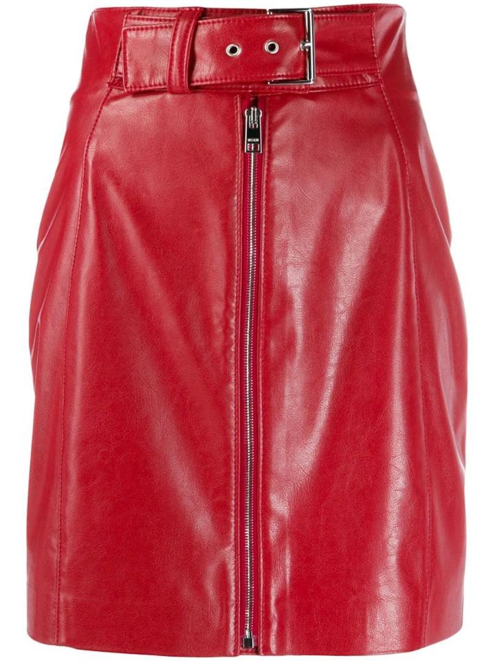 Msgm Belted Zip-front Mini Skirt - Red