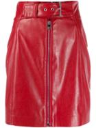 Msgm Belted Zip-front Mini Skirt - Red