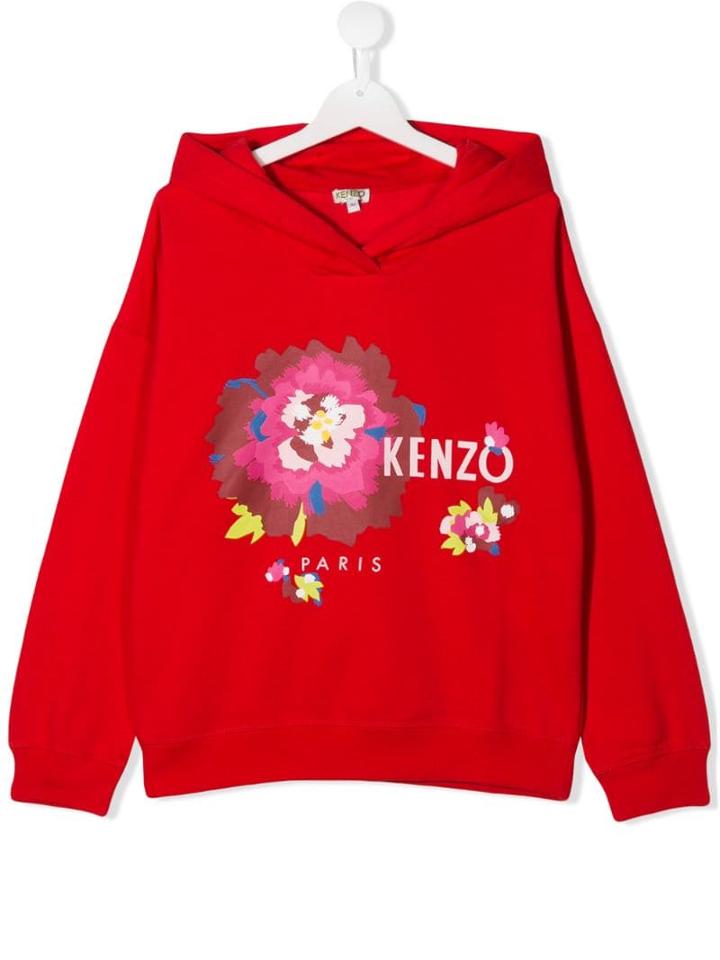 Kenzo Kids Flower Print Hoodie - Red