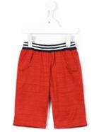 Familiar - Striped Waistband Shorts - Kids - Cotton - 5 Yrs, Red