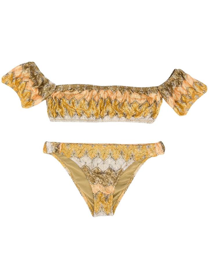 Mc2 Saint Barth Kids Patterned Knit Bikini - Gold