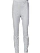 Maison Rabih Kayrouz Leather Leggings, Women's, Size: 38, Grey, Cotton/lamb Skin/spandex/elastane