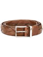 Brunello Cucinelli Interlaced Leather Belt, Men's, Size: 95, Brown, Leather