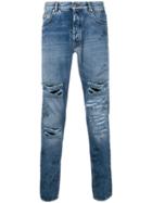 Overcome Distressed Denim Five-pocket Jeans - Blue