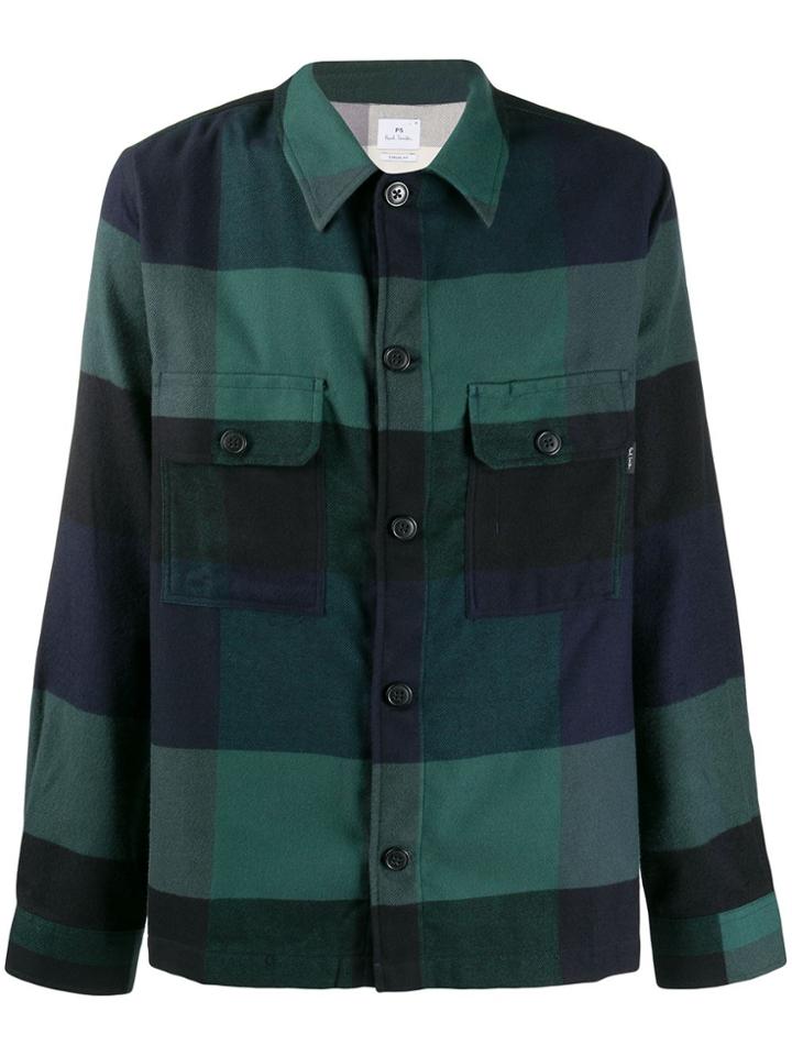 Ps Paul Smith Check Long-sleeve Shirt - Green