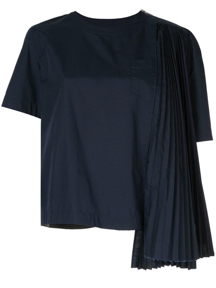 Sacai Pleated Panel T-shirt - Blue