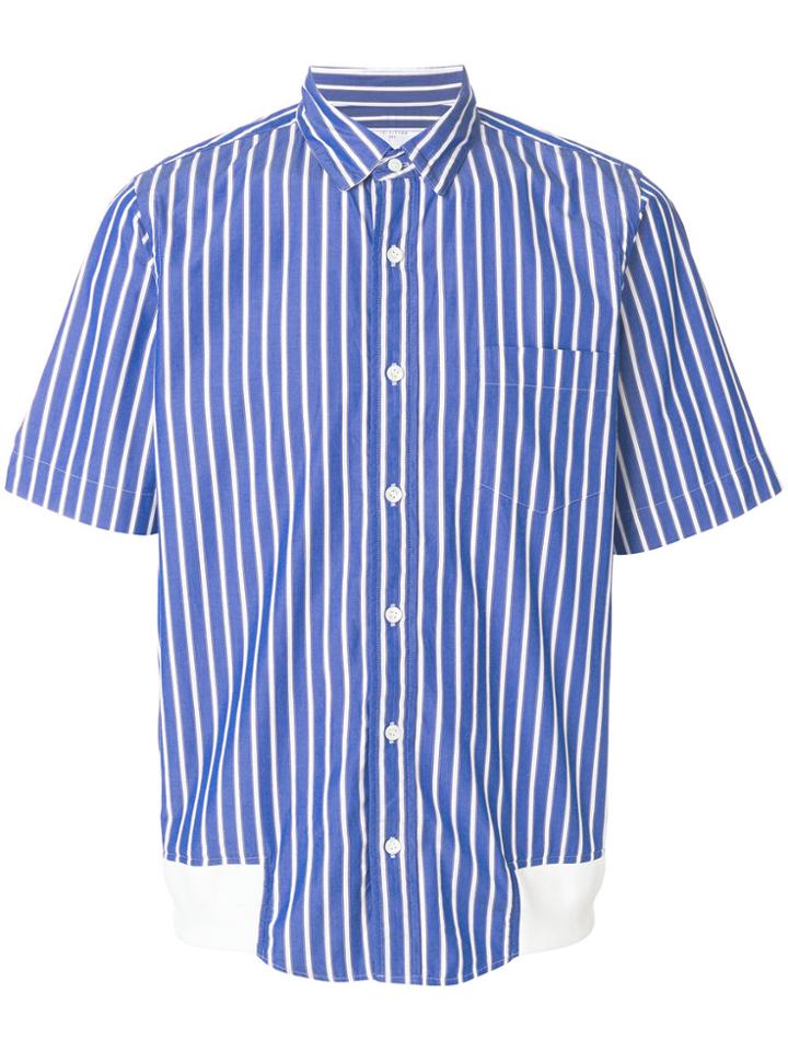 Sacai Striped Short Sleeve Shirt - Blue