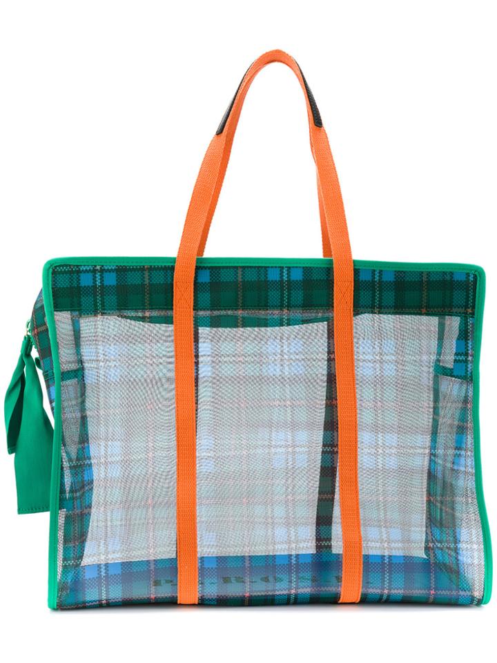 P.a.r.o.s.h. Check Mesh Tote - Green